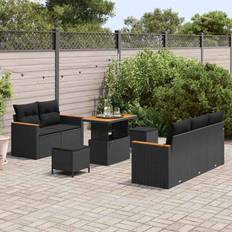 Metal Loungesæt vidaXL Havesofa Sæt Med Pude 8 Pcs Sort Loungesæt