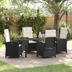 vidaXL Have Spisebordssæt 5 Pcs Sort Polyrattan Havemøbelsæt, borde inkl. 4 stole