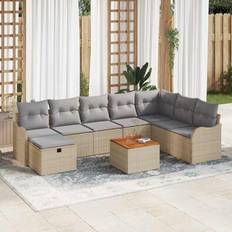 vidaXL Havesofa Sæt Med Pude Med Pude 9 Pcs Beige Loungesæt