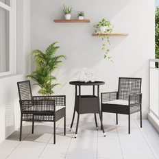 Konstrotting Matgrupper Utemöbler vidaXL Trädgårdsmöbelset 3 Pcs Svart Poly Rattan Matgrupp, 1 Bord inkl. 2 Stolar