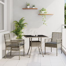 Konstrotting Matgrupper Utemöbler vidaXL 3-Delat Trädgårdsserveringsset 3 Pcs Grå Poly Rattan Matgrupp