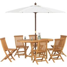 Foldbare / Sammenklappelige - Teak Havemøbelsæt vidaXL Have Spisebordssæt 7 Pcs Brun 160 x 80 x 75 cm Havemøbelsæt
