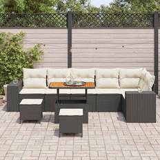 vidaXL Trädgårdsoffset Med Kudde 9 Pcs 90 x 55 x 71 cm Loungeset