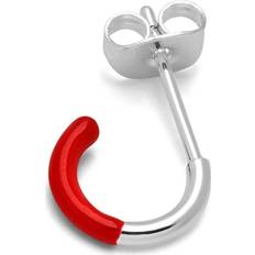 LULU Copenhagen Color Hoop Half Dip Örhänge - Silver/Passion Red