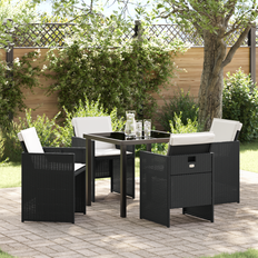 vidaXL 5 Piece Garden Black Poly Rattan Patio Dining Set