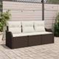 Synthetic Rattan Modular Sofa vidaXL 3 Piece Garden Set Brown Poly Rattan Modular Sofa