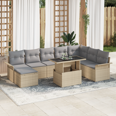 vidaXL 9 Stykke Have Sofa Set Med Puder Beige Loungesæt