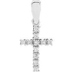 Diamanter - Vitt guld Berlocker & Hängen Lund Copenhagen 14 kt Hvidguld Kors Vedhæng Med Diamanter 16x9mm