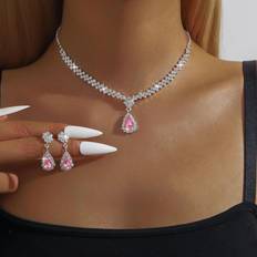 Pink - Women Jewellery Sets Maxpower Luxury Bridal Jewelry Set Two-Piece - Pink