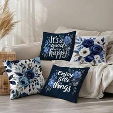 Florals Cushion Covers Shein 4pcs Minimalist Blue White Floral Pillow Covers 45 x 45 cm Cushion Cover