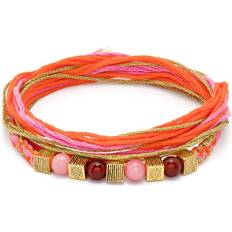 Honolulu Macramé Bracelet Women - Gold Plated Brass/Carnelian/Opal/Fabric