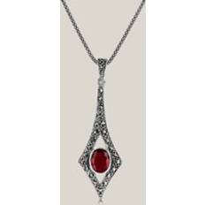 Citrine - Women Necklaces John Greed Signature Silver Marcasite Garnet CZ Long Kite Necklace - Red/Silver