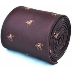 Brown - Men Ties Burgundy Maroon Tie With Horse Racing Design - Ascot