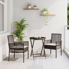 Bruna - Konstrotting Caféset vidaXL 3-Delars Trädgård Bistroset Med Kuddar Brun Polyrotting Caféset