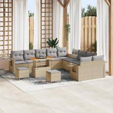 vidaXL Havesofa Sæt 13 pcs Beige Polyrattan Havemøbelsæt
