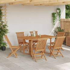 Havemøbler vidaXL Have Spisebordssæt 7 Pcs Brun 140 x 80 x 75 cm Havemøbelsæt