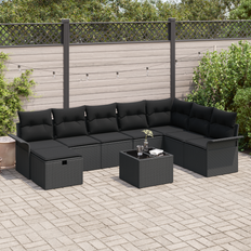 Havemøbler vidaXL Havesofa Sæt 9 Pcs Sort 297.5 x 187.5 x 85 cm Modulsofa