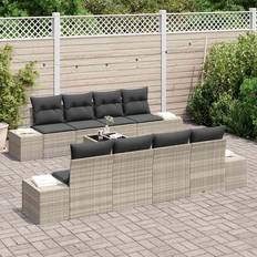 Havemøbler vidaXL Havesofa Sæt Med Pude 7 Pcs Lysegrå 55 x 55 x 37 cm Loungesæt
