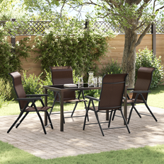 vidaXL Have Spisebordssæt Højdejusterbar 5 Pcs Brun Poly Rattan Havemøbelsæt