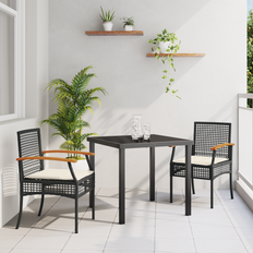 Hynder Havemøbelsæt vidaXL 3-Delt Havemøbel Sæt Med Puder Sort Polyrattan Havemøbelsæt