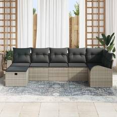 Havemøbler vidaXL Havesofa Sæt 7 Pcs Lysegrå 289 x 124 x 85 cm Loungesæt