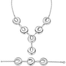 Silver Jewellery Sets Orphelia Damen 925 Sterling Silver Set Kette Armband - Silber