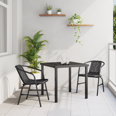 Metal Havemøbelsæt Havemøbler vidaXL Have Spisebordssæt 3 pcs Sort Poly Rattan Havemøbelsæt, 1 borde inkl. 2 stole