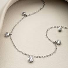 Zirconia Anklets John Greed Signature Silver CZ Circles Chain Anklet For Women - Silver