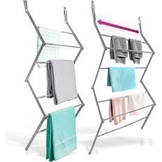 Over The Door Expandable Telescopic Drying Rack Gray