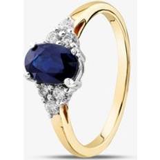 Sapphire Rings 18ct Yellow Gold Oval Diamond Shoulder Set - Two Colour