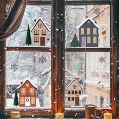Shein Shiny Christmas House Snowflake Stickers Window Film