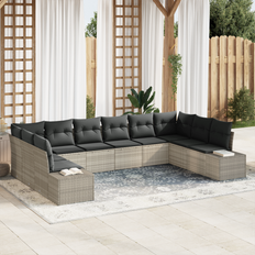 vidaXL 10 Piece Garden Sofa Light Grey Outdoor Lounge Set