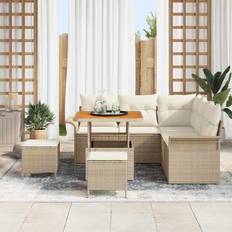 vidaXL 8 Piece Garden Sofa Beige Poly Rattan Outdoor Lounge Set