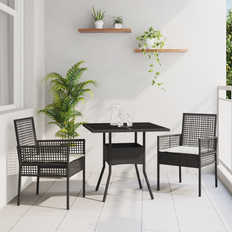 Konstrotting Matgrupper Utemöbler vidaXL Trädgårdsmöbelset 3 pcs Svart Poly Rattan Matgrupp