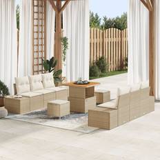 Loungesæt på tilbud vidaXL Havesofa Sæt Med Pude 9 Pcs Beige Loungesæt