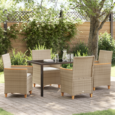 vidaXL Have Spisebordssæt 5 pcs Beige Polyrattan Havemøbelsæt