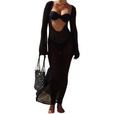 Lace Swimsuit Cover-Ups & Sarong Wraps Shein Flowy See-Through Cover Up Dress - Beach Coverup