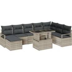 vidaXL Havesofa Sæt Med Opbevaring 9 Pcs Lysegrå Modulsofa