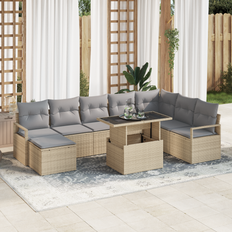Förvaringsutrymme Modulsoffor Utemöbler vidaXL Trädgårdsoffset Med Lagring 9 Pcs Beige Poly Rattan Modulsoffa