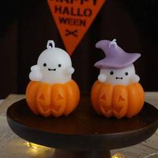 Candles Shein 2pcs Halloween Spooky Pumpkin Set Candle