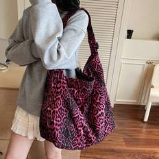Pink Fabric Tote Bags Shein Large Capacity Vintage Washed Pink Canvas Tote Bag - Simple Casual