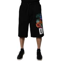 Blomstrede Shorts Dolce & Gabbana Cotton Logo Floral Print Bermuda Shorts Black