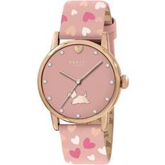 RY21786A Pink Heart Leather Strap Watch