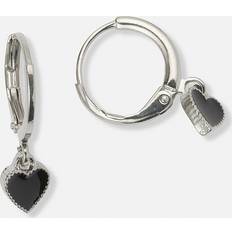 Montini Smycken Montini Silverfärgade örhängen, huggies svart hjärta - 7 mm