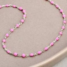 Pink Anklets John Greed Candy Sky Silver Pink Enamel Bead Anklet - Pink/Silver