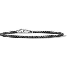 Sterling Silver Box Chain Bracelet Stainless Steel - Black