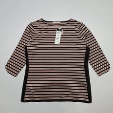 Betty Barclay Clothing Betty Barclay Womens T Shirt Black Beige 14 Uk Boat Neck