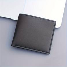 Men's High-end Clean Student Wallet 6 Card Slots Leather Plain Color
