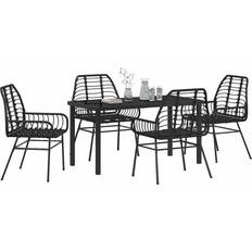 Konstrotting Matgrupper vidaXL Trädgårdsmöbelset 5 pcs Svart Konstrotting Matgrupp