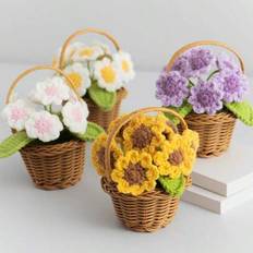 Acrylic Artificial Plants Shein Crochet Sunflower Desktop Decor Artificial Plant